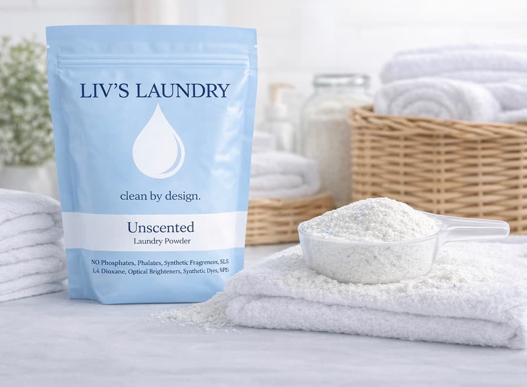 Liv's Laundry Powder, clean by design